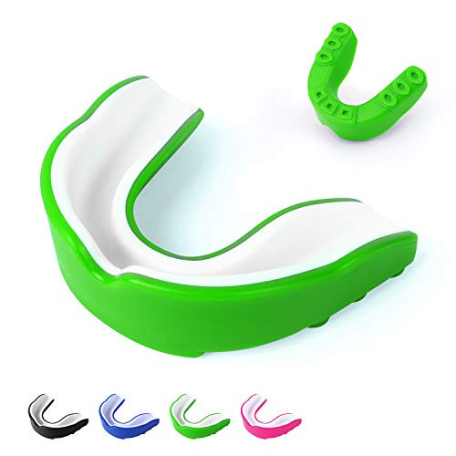 Liberlupus Adult Mouth Guard, Odorless Football Mouth Guard, Comfortable Mouth Guard Sports, Protective Mouth Guard Case for Boxing, MMA, Basketball (Youth Green, Youth (10 yrs & Below))