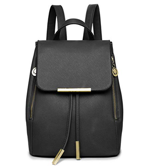 WINK KANGAROO Fashion Shoulder Bag Rucksack PU Leather Women Girls Ladies Backpack Travel bag (small black)