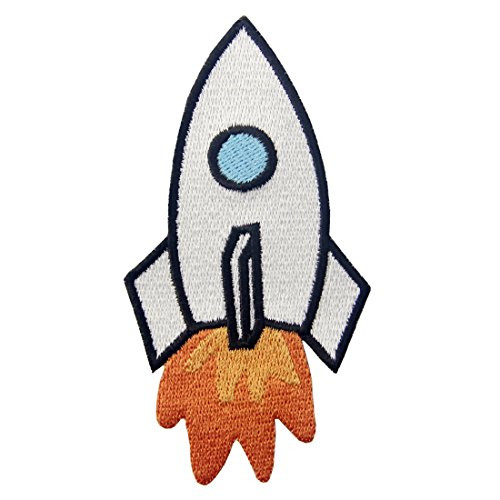 Rocket Embroidered Space Shuttle Applique Iron On Sew On Patch