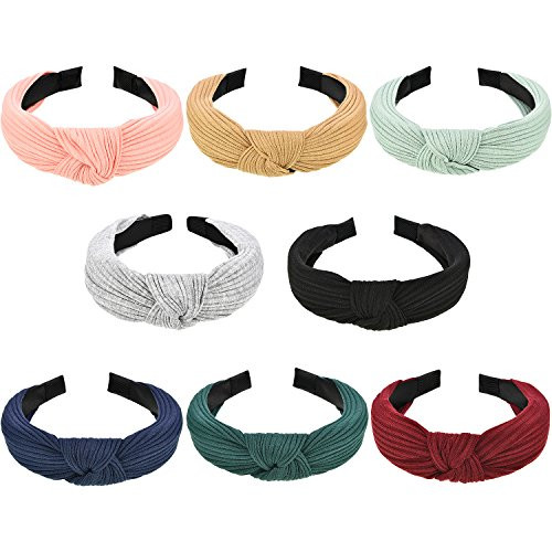 8 Pieces Wide Headbands Knot Turban Headband Hair Band Elastic Hair Accessories for Women and Girls, 8 Colors (Color 1) 8 Pieces Wide Headbands Knot Turban Headband Hair Band Elastic Hair Accessories for Women and Girls, 8 Colors (Color 1)