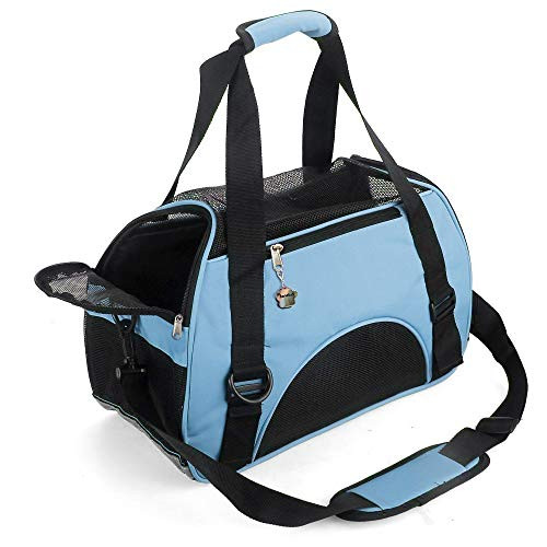 ZaneSun Cat Carrier,Soft-Sided Pet Travel Carrier for Cats,Dogs Puppy Comfort Portable Foldable Pet Bag Airline Approved (Small Blue)