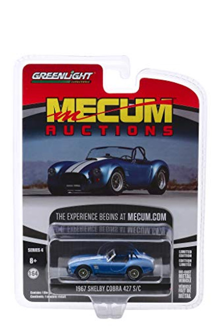 1967 Shelby Cobra 427 S/C Roadster Blue Metallic with White Stripes (Indianapolis 2019)"Mecum Auctions 1/64 Diecast Model Car by Greenlight 37190 A 1967 Shelby Cobra 427 S/C Roadster Blue Metallic with White Stripes (Indianapolis 2019)"Mecum Auctions 1/64 Diecast Model Car by Greenlight 37190 A