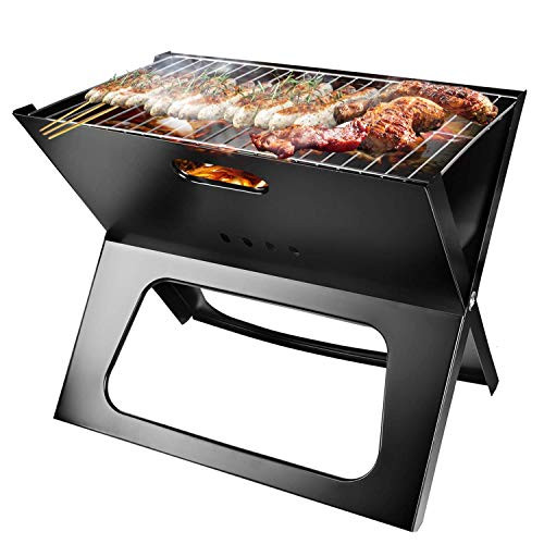 TeqHome Foldable Charcoal Grill, Portable BBQ Barbecue Grill Lightweight Simple Grill for Outdoor Cooking Camping Hiking Picnics Garden Travel