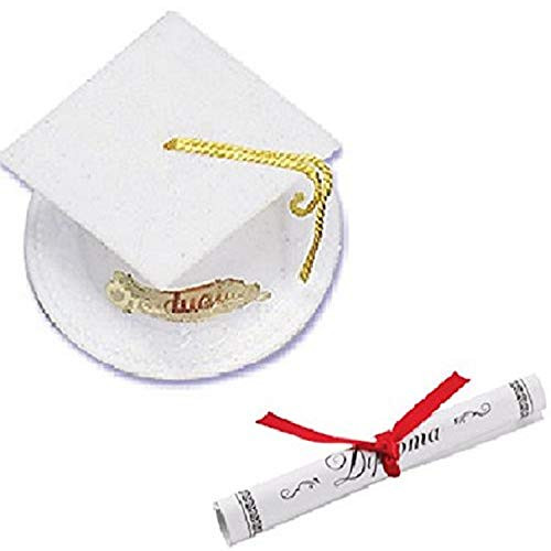 Oasis Supply Graduation Cap Cake Topper with Diploma, White