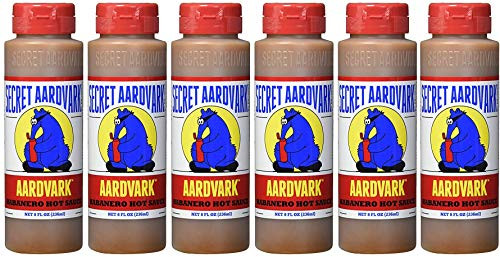 Secret Aardvark Habanero Hot Sauce | Made with Habanero Peppers & Roasted Tomatoes | Non-GMO, Low Sugar, Low Carb | Awesome Hot Sauce & Marinade 8 oz (6 pack)