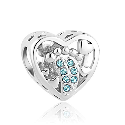 Charmed Craft Love Heart Footprint Charms Beads for Snake Chain Bracelets (Blue) Charmed Craft Love Heart Footprint Charms Beads for Snake Chain Bracelets (Blue)