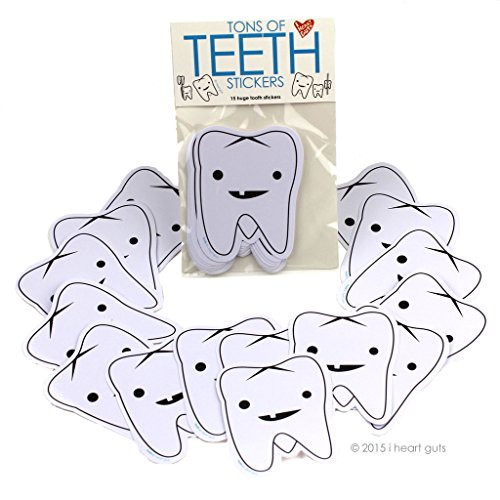 I Heart Guts Tons of Teeth Stickers - 15 Tooth Stickers - Vinyl Sticker Pack