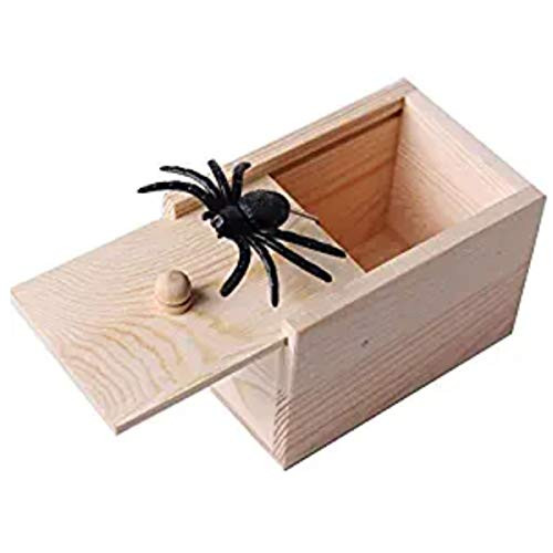 SHINNING Spider Prank Scare Box?Wooden Surprise Box Practical Surprise Joke Boxes, Halloween Prank Scare Spider Toy