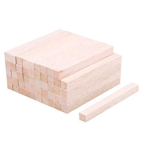 50PCS Square Wooden Dowel Rods, Unfinished Hardwood Square Dowel Sticks, Crafts, DIY Projects