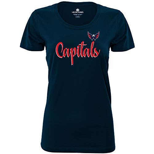 Levelwear NHL Washington Capitals Womens Daily Retro Script Ladies Tee, Solid Navy, X-Large Levelwear NHL Washington Capitals Womens Daily Retro Script Ladies Tee, Solid Navy, X-Large