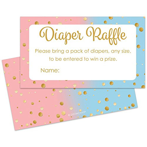 Baby Gender Reveal Party Diaper Raffle Tickets - Invitation Insert Cards (25 Count)