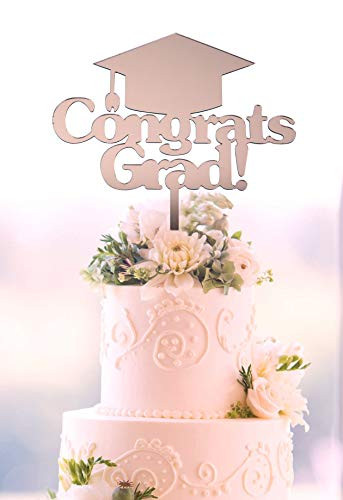 Starsgarden Rose Gold Congrates Grad Cake Topper,Done Cake Topper - Class of 2020, Congrats Grad Photo Prop, 2020 Graduation Party Cake Decorations Supplies(Rose Gold Congrats Grad)