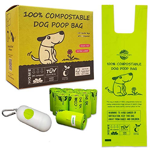 Moonygreen Dog Poop Bag with Easy Tie Handles, Home Compostable Pet Waste Bags, Vegetable-Based Eco-Friendly, Unscented, Extra Thick and Long, Leak Proof, Fits for Dogs and Cat Scoops Moonygreen Dog Poop Bag with Easy Tie Handles, Home Compostable Pet Waste Bags, Vegetable-Based Eco-Friendly, Unscented, Extra Thick and Long, Leak Proof, Fits for Dogs and Cat Scoops