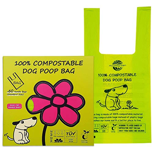 Moonygreen Dog Poop Bag, Easy-Tie Handles Home Compostable Vegetable-Based Doggie Bag for Waste, Compostable and Eco-Friendly, Unscented, Extra Thick and Leak Proof, 60 Counts Moonygreen Dog Poop Bag, Easy-Tie Handles Home Compostable Vegetable-Based Doggie Bag for Waste, Compostable and Eco-Friendly, Unscented, Extra Thick and Leak Proof, 60 Counts