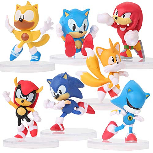 7 Pcs Sonic The Hedgehog Action Figures, Cake Toppers, Cupcake Topper, Cake Toppers, Cake Decoration, 2.4"