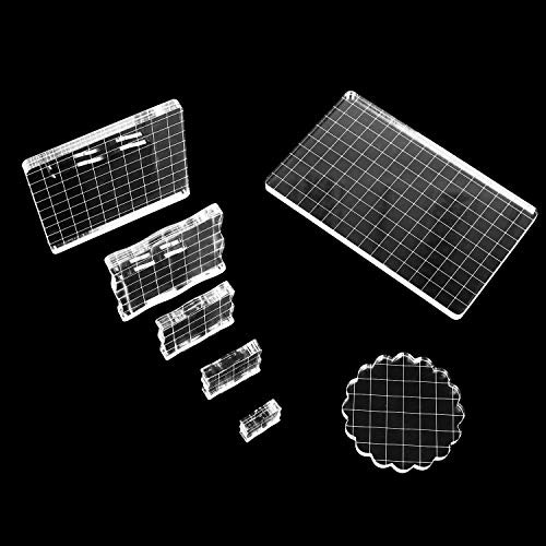 7 Pieces Acrylic Blocks with Grid Lines, Clear Stamp Blocks Set for Scrapbooking Crafts Making