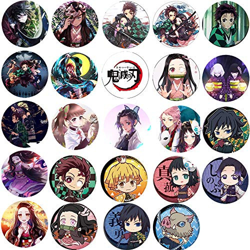 Demon Slayer Kimetsu no Yaiba Button Pins Gift Set - 24 Pack Demon Slayer Button Pins Cosplay Characters (2.36" in Diameter)