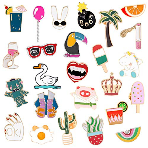 ZTWEDEN 25 Pieces Cute Enamel Lapel Pin Cartoon Brooch Pin Badges Brooch Pins Set for Clothing Jackets Backpacks DIY Crafts Accessories Supplies