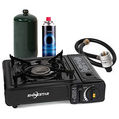 SHINESTAR 7,200 BTU Dual Fuel Portable Propane and Butane Gas Stove with Single Burner and Carry Case for Outdoor Camping, CSA Certificated SHINESTAR 7,200 BTU Dual Fuel Portable Propane and Butane Gas Stove with Single Burner and Carry Case for Outdoor Camping, CSA Certificated