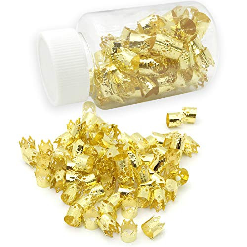 JIALEEY 80 Pieces Dreadlocks Beads Aluminum Dread Locks Crown Metal Cuffs Hair Decoration Braiding Hair Jewelry, 10mm (Golden) JIALEEY 80 Pieces Dreadlocks Beads Aluminum Dread Locks Crown Metal Cuffs Hair Decoration Braiding Hair Jewelry, 10mm (Golden)
