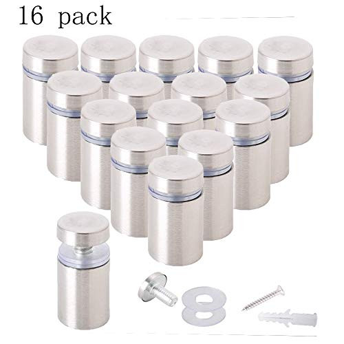 Osring 16pcs Wall Standoffs Holder 3/4 x 1-1/5 Inch Sign Standoff Mounting Hardware, Stainless Steel Standoff Screws for Picture Acrylic Display, Black