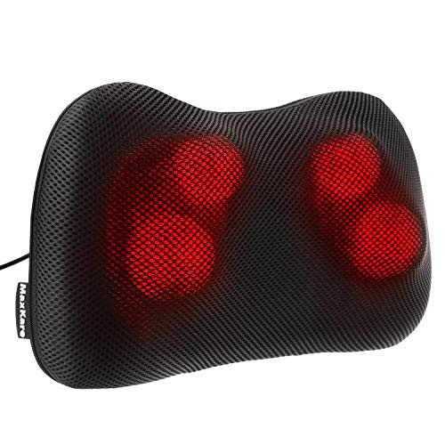 Shiatsu Massage Pillow Neck Massager with Heat Deep Tissue Kneading Massage for Back Neck Shoulder Muscle Pain Relief, Gift for Relaxation in Car, Home and Office