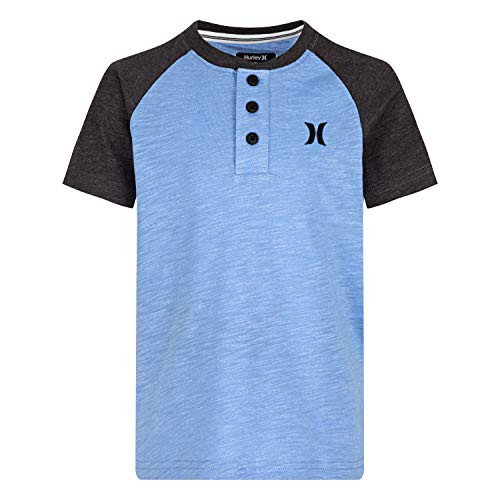 Hurley Boys' Big Henley T-Shirt, Light Blue/Grey, L