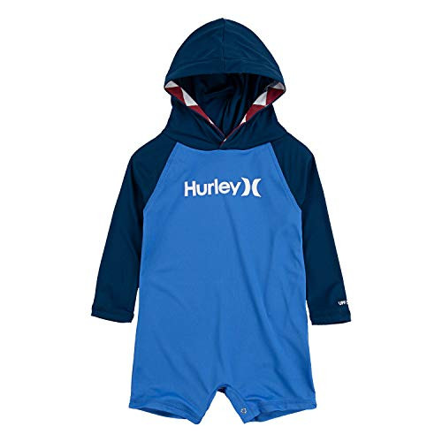 Hurley Baby Boys' Long Sleeve Hooded Coverall, Pacific Blue, 3M