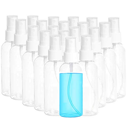 20 Pack 2.7oz Fine Mist Clear Spray Bottles Refillable & Reusable Empty Plastic Travel Bottle for Essential Oils, Travel, Perfumes