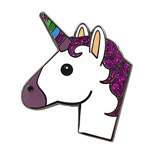 Real Sic Unicorn Enamel Pin - Glittery Emoji Unicorn Lapel Pin Super Cute Kawaii Accessory for Backpacks, Jackets, Hats & Tops (White)