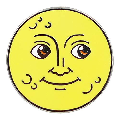 REAL SIC Moon Emoji Enamel Pin - Full Moon & New Moon Lapel Pin - Cute, Kawaii & Occult Pins for Jackets, Backpacks, Hats, Bags & Tops (Full Moon)