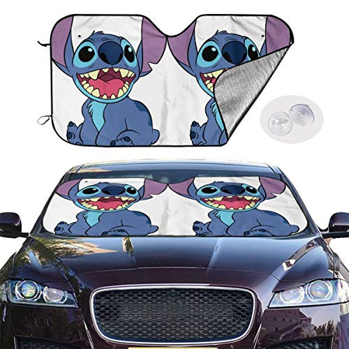 Car Windshield Sun Shade Blocks UV Rays Sun Visor Protector - Lilo Stitch Sunshade to Keep Your Vehicle Cool