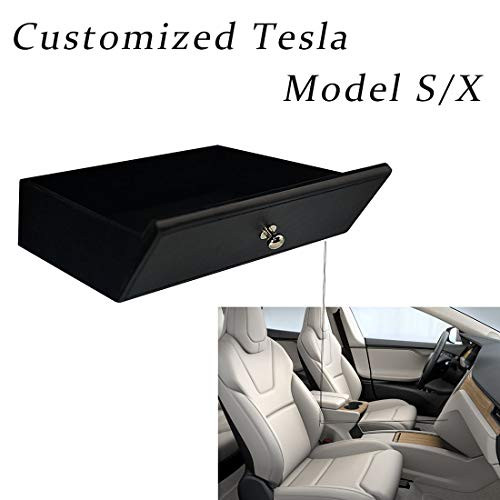 Topfit Tesla Center Console Organizer,Sunglasses Coin Card Key Storage Box, Wooden Drawer Compatible Tesla Model S Model X Accessories