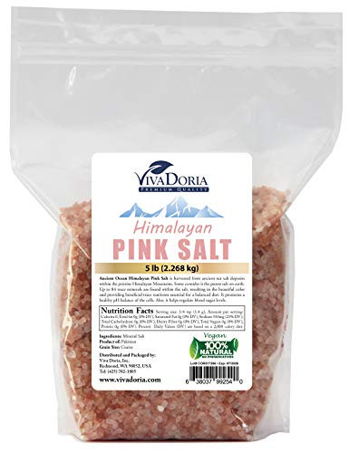 Viva Doria Himalayan Pink Salt Coarse Grain Crystal Sea Salt, 5 lb Certified Authentic Himalayan Salt for Grinder refills