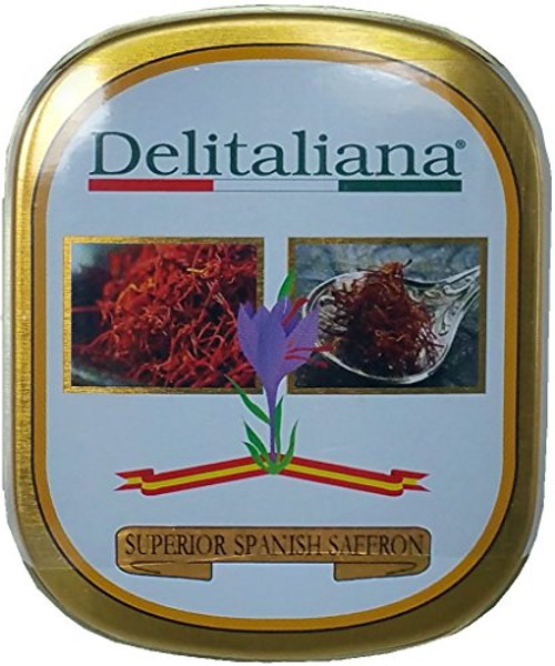 Delitaliana Spanish Saffron Tin 2-Gram, All Red Coupe Quality Threads Category I, Pure Saffron Filaments Delitaliana Spanish Saffron Tin 2-Gram, All Red Coupe Quality Threads Category I, Pure Saffron Filaments