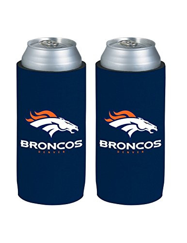 NFL Football 2015 Team Color Logo Tall Boy 24 oz Can Holder Cooler 2-Pack (Denver Broncos)