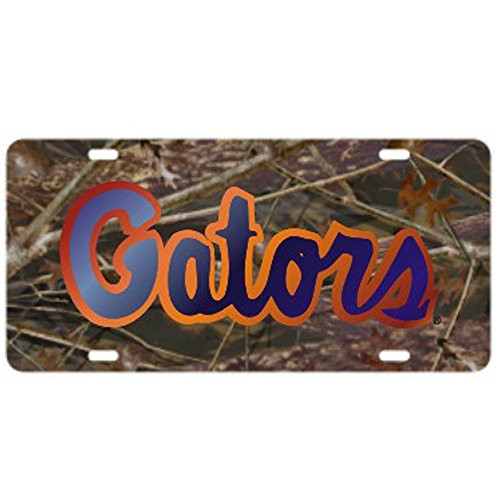 Craftique Florida Gators Camo Laser Cut License Plate - Script Gators Logo