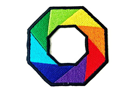 Octagon Rainbow LGBT Pride Love Logo Embroidered Sew on Iron on Patch for Backpacks Jeans Clothing etc.