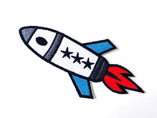 Rocket Shuttle Space Ship Cute Cartoon Logo Applique Embroidered Sew on Iron on Patch for Backpacks Jeans Jackets Clothing