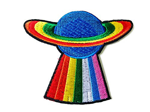 Saturn Rainbow Sky Galaxy Earth Cute Cartoon Applique Embroidered Sew on Iron on Patch for Backpacks Jeans Jackets Clothing etc.