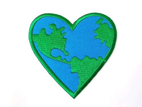 Love The Earth Planet Heart Save Nature Save Logo Sew on Iron on Embroidered Applique Badge Sign Patch