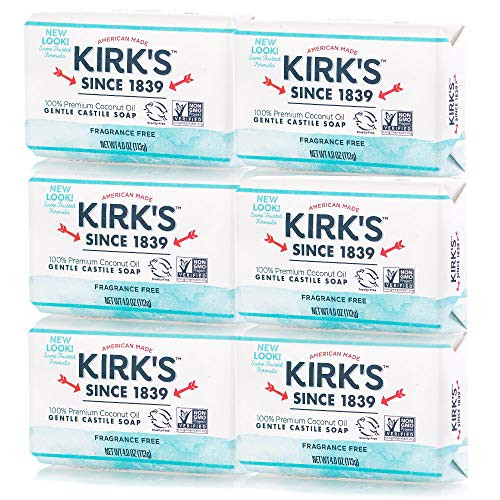 Kirk's Original Coco Castile Bar Soap Fragrance Free 4 Ounces (6 Pack)
