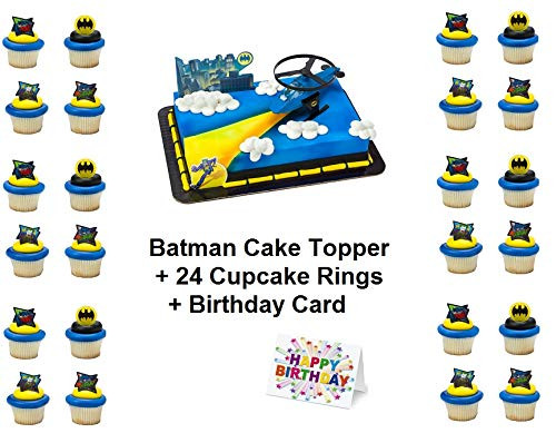 Batman Cake Topper Set Cupcake 24 Pieces Birthday Supplies Favors Goodies Batman Marvel Heroes