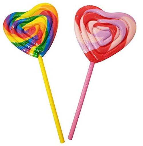 Heart Shape Lollipops Sucker 24 Count 3 Inch Rainbow / Pink And Red Lollipops Candy - Valentines Candy Heart Shape Lollipops Sucker 24 Count 3 Inch Rainbow / Pink And Red Lollipops Candy - Valentines Candy