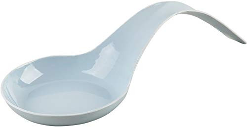 Palais Dinnerware Spoon Rest, Large Tin Drip Catcher for Spoons, Tongs, Spatula, Grill Brushes - 10" Inches Long - Enamel Finish (Pastel Blue)