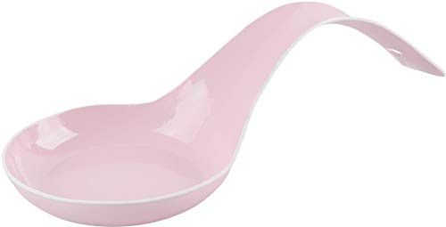 Palais Dinnerware Spoon Rest, Large Tin Drip Catcher for Spoons, Tongs, Spatula, Grill Brushes - 10" Inches Long - Enamel Finish (Pastel Pink)