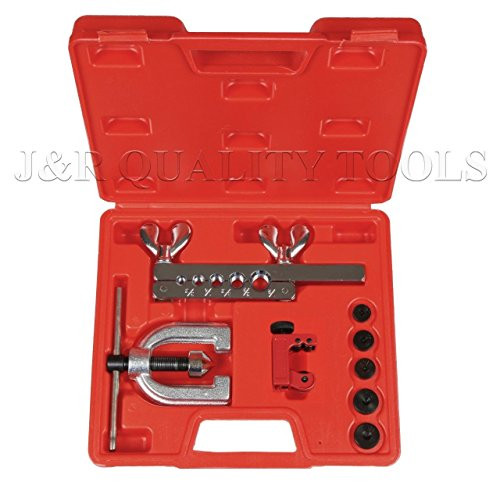 J&R Quality Tools Auto Double Flaring Copper Aluminum Soft Steel Brake Line and Brass Tubing Tool Kit