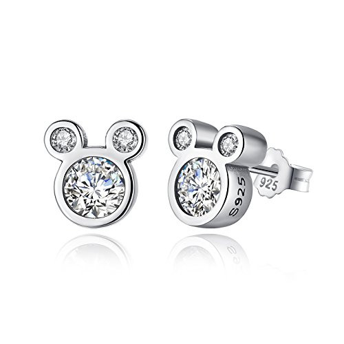BAMOER 925 Sterling Silver Dazzling Mouse Stud Earrings CZ