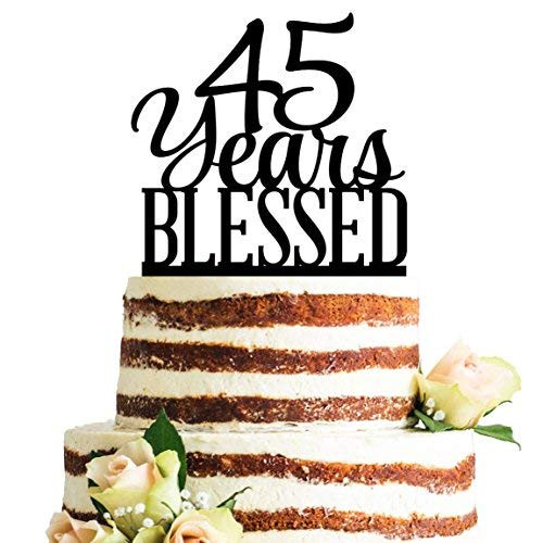 Classy Black Acrylic 45 Years Blessed Cake Topper, 45th Birthday Anniversary Party Decorations (45, Black) Classy Black Acrylic 45 Years Blessed Cake Topper, 45th Birthday Anniversary Party Decorations (45, Black)