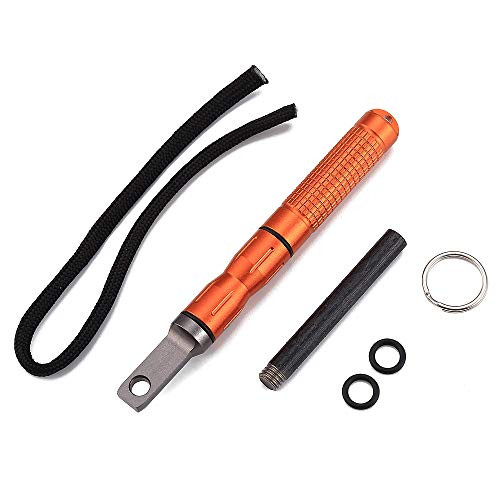 DOSMAMZ Waterproof Ferro Rod Fire Starter, Flint Steel Magnesium Rod EDC Gear, with Scraper Striker and an Extra Replaceable Threaded Flint Fire Steel Rod (Orange)